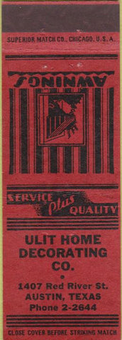 Matchbook Cover - Ulit Home Decorating Austin TX red