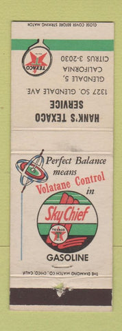 Matchbook Cover - Hank's Texaco oil gas Glendale CA WEAR