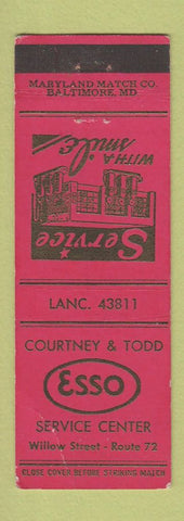 Matchbook Cover - Esso oil gas Lancaster County? PA? WEAR