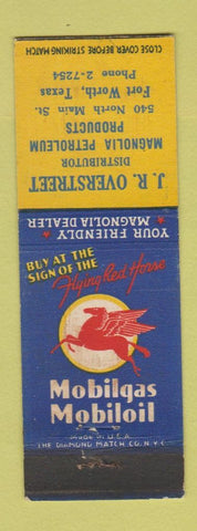 Matchbook Cover - Mobil oil gas JR Overstreet Magnolia Fort Worth TX