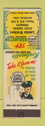 Matchbook Cover - Cities oil gas Waterloo IA low phone #