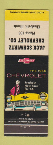 Matchbook Cover - 1956 Chevrolet Jack Scwirtz Elizabeth IL low phone #