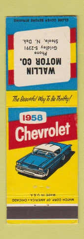 Matchbook Cover - 1958 Chevrolet Wallin Steele ND
