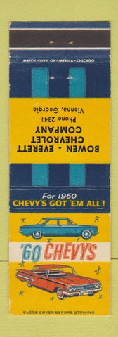 Matchbook Cover - 1960 Chevrolet Bowen Everett Vienna GA low phone #
