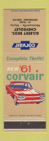 Matchbook Cover - 1961 Chevrolet Corvair Gilbert Bros Montoursville Muncy PA