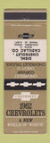 Matchbook Cover - 1962 Chevrolet Diehl Cadillac Lewisburg PA