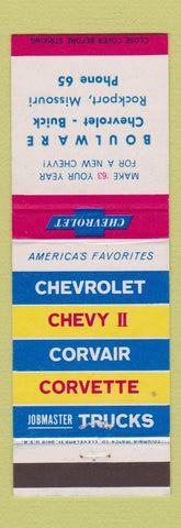 Matchbook Cover - 1963 Chevrolet Boulware Buick Rockport MO low phone #