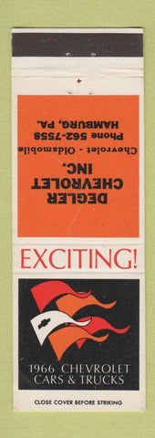 Matchbook Cover - 1966 Chevrolet Degler Oldsmobile Hamburg PA