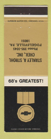 Matchbook Cover - 1968 Chevrolet Fogelsville PA Stanley Strohl