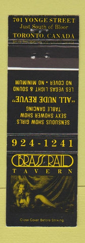 Matchbook Cover - Brass Rail Tavern Strip Club Toronto ON girlie