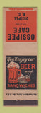 Matchbook Cover - Ossipee Cafe NC