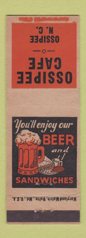 Matchbook Cover - Ossipee Cafe NC