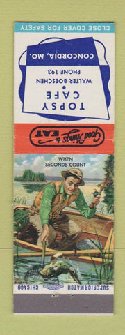 Matchbook Cover - Topsy Cafe Concordia MO low phone # Walter Boeschen