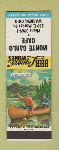 Matchbook Cover - Monte Carlo Cafe Warren OH