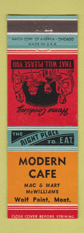 Matchbook Cover - Modern Cafe Wolf Point MT