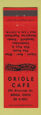 Matchbook Cover - Oriole Cafe Berea OH