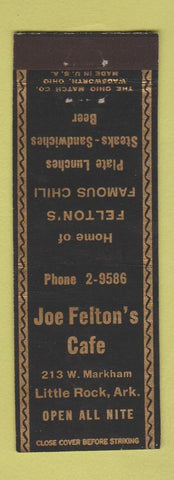 Matchbook Cover - Joe Felton's Cafe Little Rock AR
