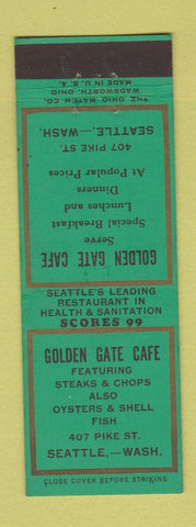 Matchbook Cover - Golden Gate Cafe Seattle WA