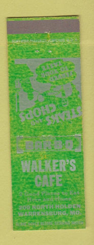 Matchbook Cover - Walker's Cafe Warrensburg MO BBQ