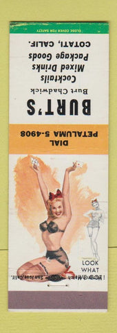 Matchbook Cover - Burt's Bar Burt Chadwick Cotati CA pinup