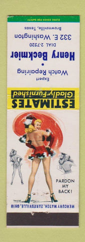Matchbook Cover - Henry Beckmier Watch Repair Brownsville TX pinup