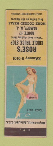 Matchbook Cover - Rose's Circle Truck Stop Ramsey NJ pinup