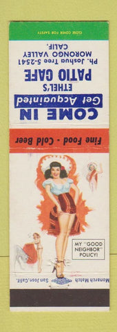 Matchbook Cover - Ethel's Patio Cafe Morongo Valley CA pinup
