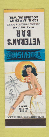 Matchbook Cover - Veteran's Bar Columbus WI pinup