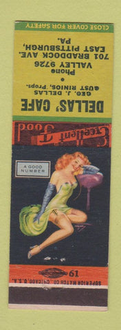 Matchbook Cover - Dellas' Cafe East Pittsburgh PA Geo Dellas Gust Rinios pinup