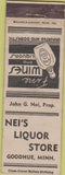 Matchbook Cover - Nei's Liquor Store Goodhue MN WEAR