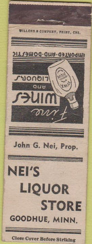 Matchbook Cover - Nei's Liquor Store Goodhue MN WEAR