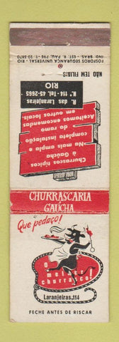 Matchbook Cover - Churrascaria Gaucha Restaurant Brazil Rio De Janeiro WEAR
