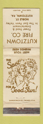Matchbook Cover - Kutztown Fire Company PA WORN
