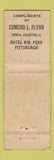 Matchbook Cover - Hotel William Penn Pittsburgh PA UNIVERSAL? LONG WORN