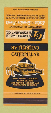 Matchbook Cover - Caterpillar Tractors Salisbury NC Asheville 30 Strike SAMPLE