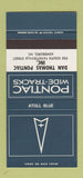 Matchbook Cover ?Š Pontiac Dan Thomas Asheboro NC Atoll Blue 30 Strike SAMPLE