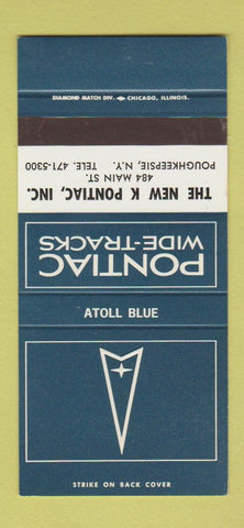 Matchbook Cover ?Š Pontiac Poughkeepsie NY Atoll Blue 30 Strike SAMPLE