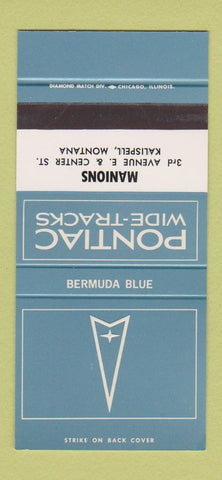 Matchbook Cover ?Š Pontiac Manions Kalispell MT Bermuda Blue 30 Strike SAMPLE