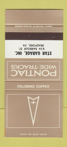 Matchbook Cover ?Š Pontiac Bradford PA Palomino Copper 30 Strike SAMPLE