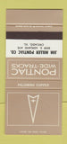 Matchbook Cover ?Š Pontiac Miller Chicago IL Palomino Copper 30 Strike SAMPLE