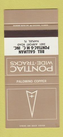Matchbook Cover ¢ Pontiac GMC Naples FL Palomino Copper 30 Strike SAMPLE