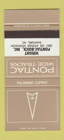 Matchbook Cover ?Š Pontiac Buick Sanford NC Palomino Copper 30 Strike SAMPLE