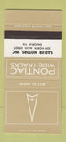 Matchbook Cover ?Š Pontiac Sadler Emporia VA Sierra Yellow 30 Strike SAMPLE