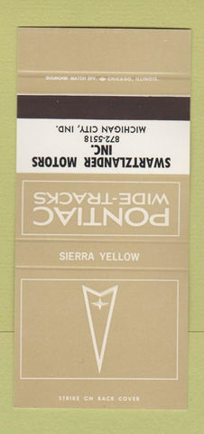 Matchbook Cover ?Š Pontiac Michigan City IN Sierra Yellow 30 Strike SAMPLE