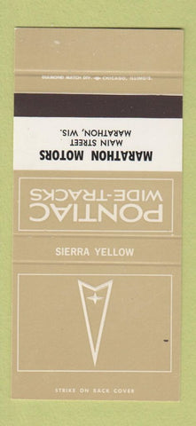 Matchbook Cover ¢ Pontiac Marathon WI Sierra Yellow 30 Strike SAMPLE