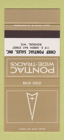 Matchbook Cover ¢ Pontiac Chief Bonduel WI Baja Gold 30 Strike SAMPLE