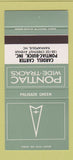 Matchbook Cover ¢ Pontiac Buick Kannapolis NC Palisade Green 30 Strike SAMPLE