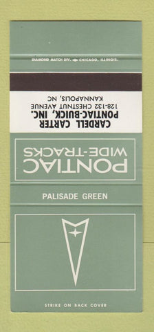 Matchbook Cover ¢ Pontiac Buick Kannapolis NC Palisade Green 30 Strike SAMPLE