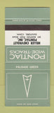 Matchbook Cover ¢ Pontiac Chevrolet Guilford CT Palisade Green 30 Strike SAMPLE