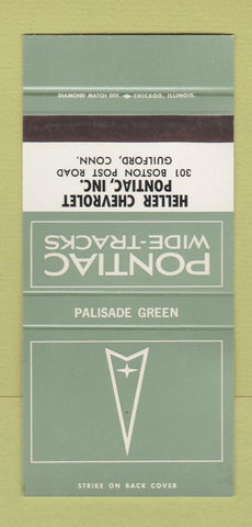 Matchbook Cover ¢ Pontiac Chevrolet Guilford CT Palisade Green 30 Strike SAMPLE
